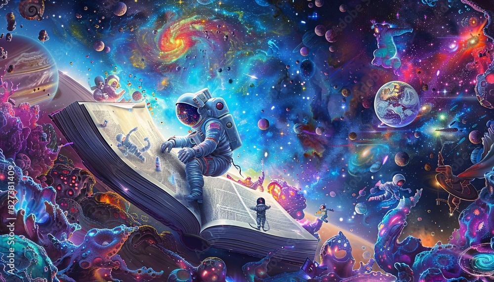 Fototapeta premium Futuristic Astronaut in a Vibrant Space Scene