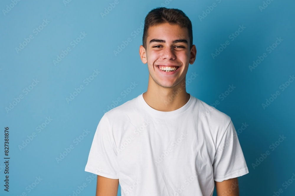 Smiling Young Man in White T-Shirt Smiling Young Man in White T-Shirt