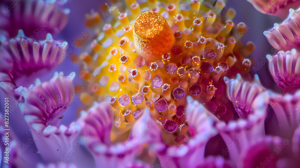 A colorful image of a cell with a pink and purple background A colorful image of a cell with a pink and purple background
