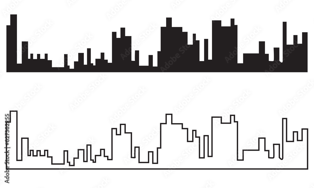 Naklejka premium Set city silhouettes vector illustration. EPS 10