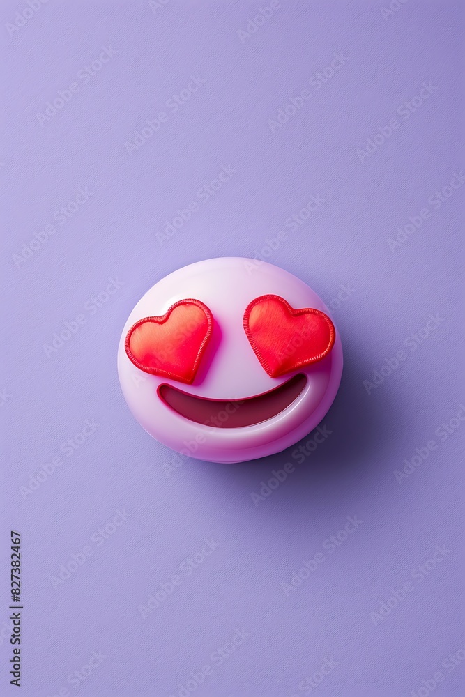 heart-eyed emoji on a lavender background with space for text The emoji is pink with big red hearts for eyes heart-eyed emoji on a lavender background with space for text The emoji is pink with big red hearts for eyes