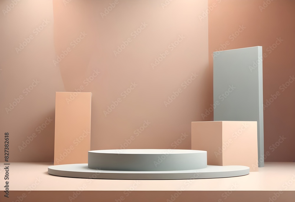 Podium and plain background for product presentation. Minimalist and sophisticated background, 3D rendering illustration Podium and plain background for product presentation. Minimalist and sophisticated background, 3D rendering illustration