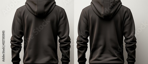 Blank black male hoodie sweatshirt long sleeve with clipping path photo
