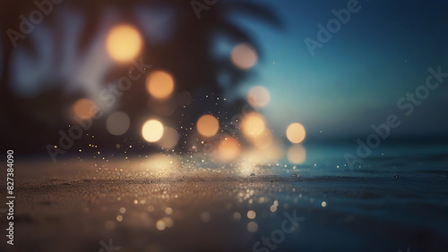 Seascape abstract beach background. blur bokeh light of calm sea. glitter background