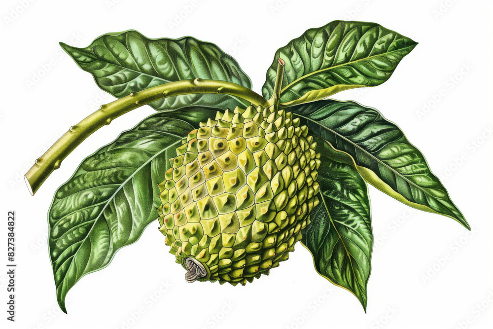 Traditional botanical print of a breadfruit.academy, aesthetic,isolated on white background, old botanical illustration Traditional botanical print of a breadfruit.academy, aesthetic,isolated on white background, old botanical illustration