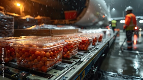 A cargo plane being loaded with perishables, illustrating specialized logistics.