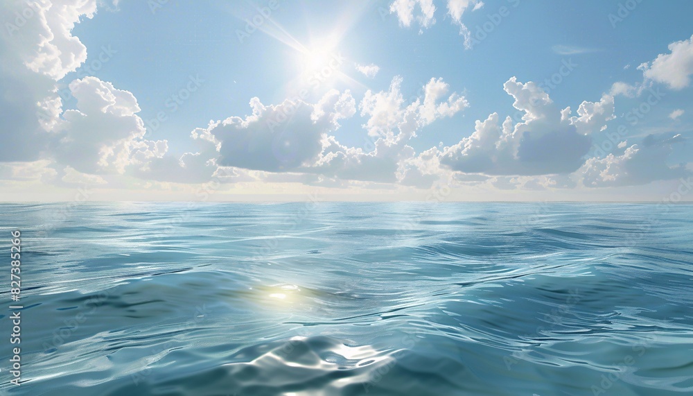 Serene Ocean Scene with Sunlight Reflection