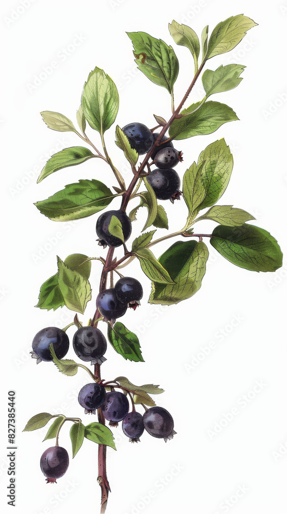 Victorian-style botanical print of a huckleberry.academy, aesthetic,isolated on white background, old botanical illustration Victorian-style botanical print of a huckleberry.academy, aesthetic,isolated on white background, old botanical illustration