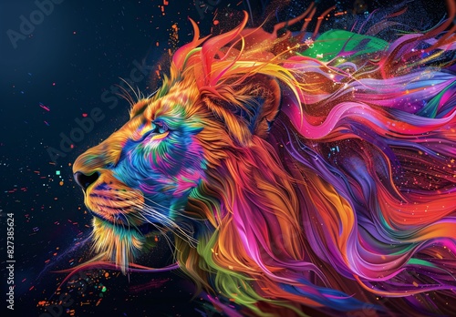 Colorful Lion Mural Artwork