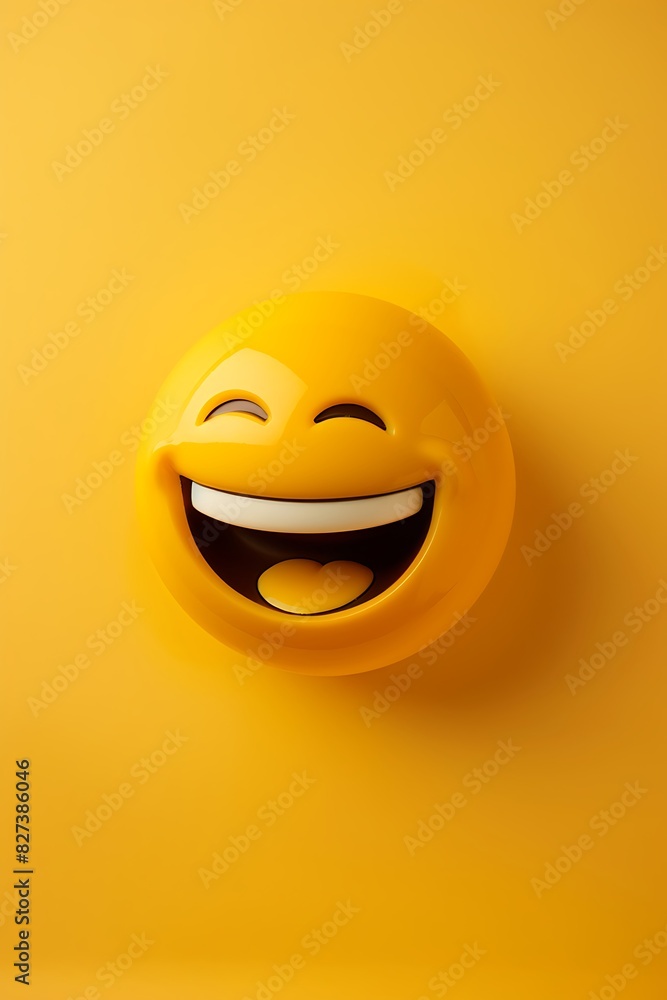 laughing emoji on a pastel yellow background with ample space for text The emoji is bright yellow with a wide smile and closed eyes laughing emoji on a pastel yellow background with ample space for text The emoji is bright yellow with a wide smile and closed eyes