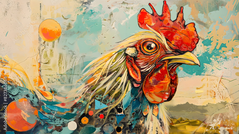 Fototapeta premium rooster in the field