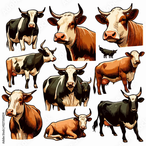 cartoon cattle cow beef element poster