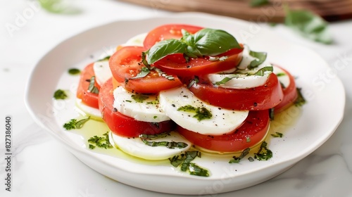 A Freshness Tomatoes and Mozzarella on a White Plate