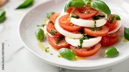 A Freshness Tomatoes and Mozzarella on a White Plate