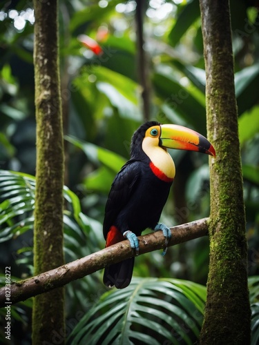 Costa Rican Toucan in Lush Jungle, Central American Adventure