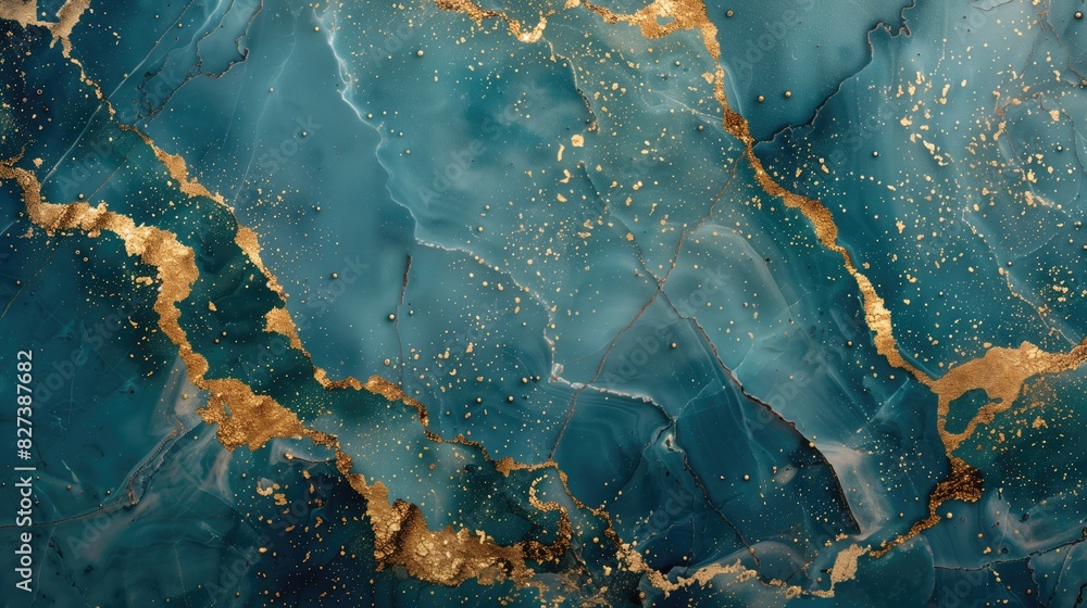 A detailed portrayal of a vibrant blue marble design featuring gold streaks A detailed portrayal of a vibrant blue marble design featuring gold streaks