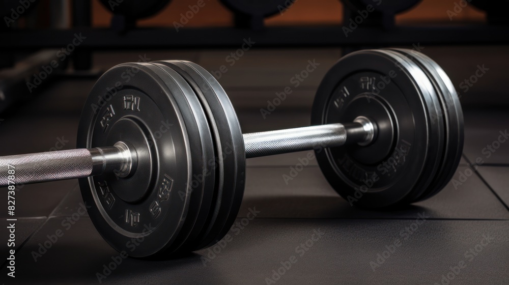 Naklejka premium Barbell for fitness training in the gym.