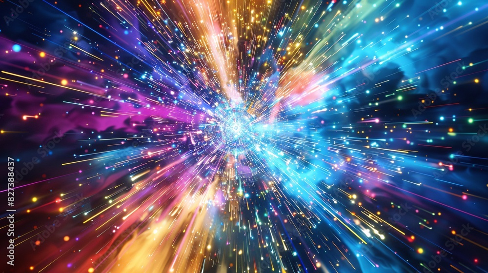 Fototapeta premium Explosion of Vibrant Cosmic Rays