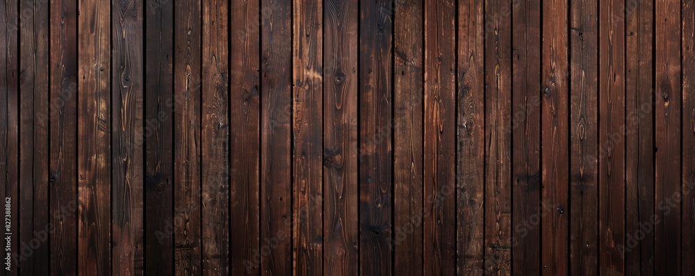 Fototapeta premium Dark brown wood paneling wall background vector presentation design
