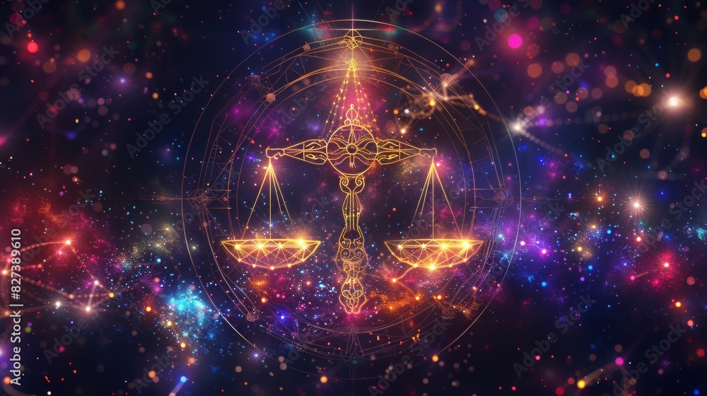 Obraz premium Virgo horoscope sign in twelve zodiac with galaxy stars background.