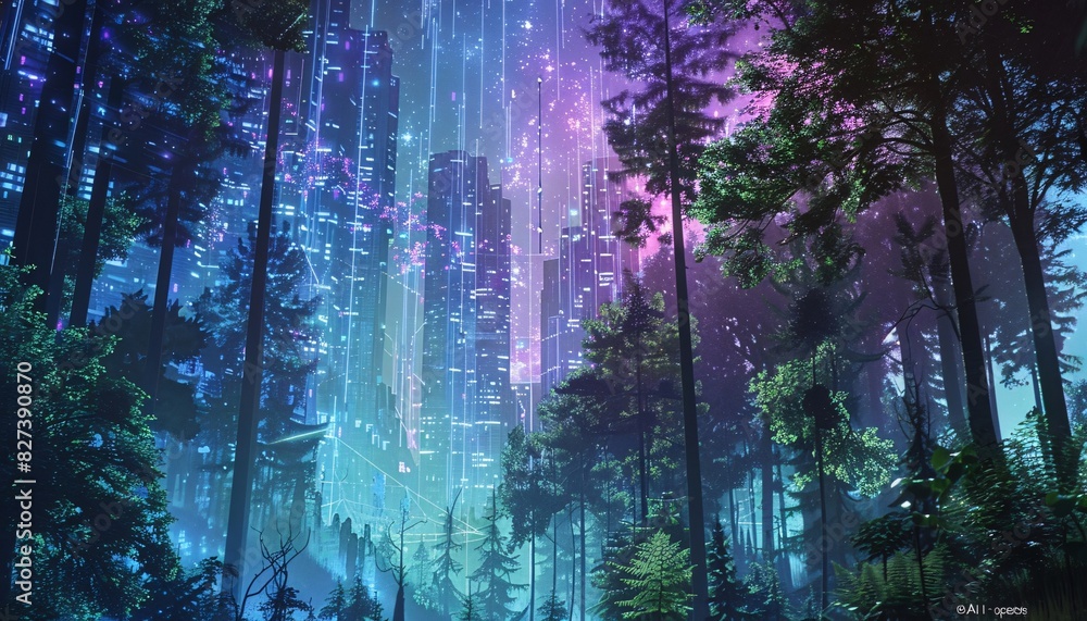 Fototapeta premium Sci-Fi Forest: A Digital Artwork
