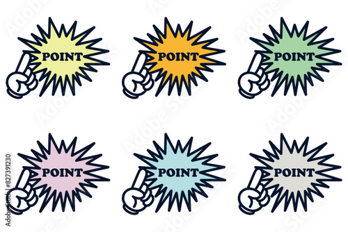 イラスト素材：ポイント,吹き出し,重要,指差,手,チェック,注目,注意	
