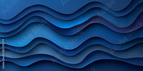 Vibrant abstract blue wave pattern background with layered design elements in a dynamic, fluid arrangement creating a visually captivating banner and web poster template. Abstract blue paper cut  © Planetz