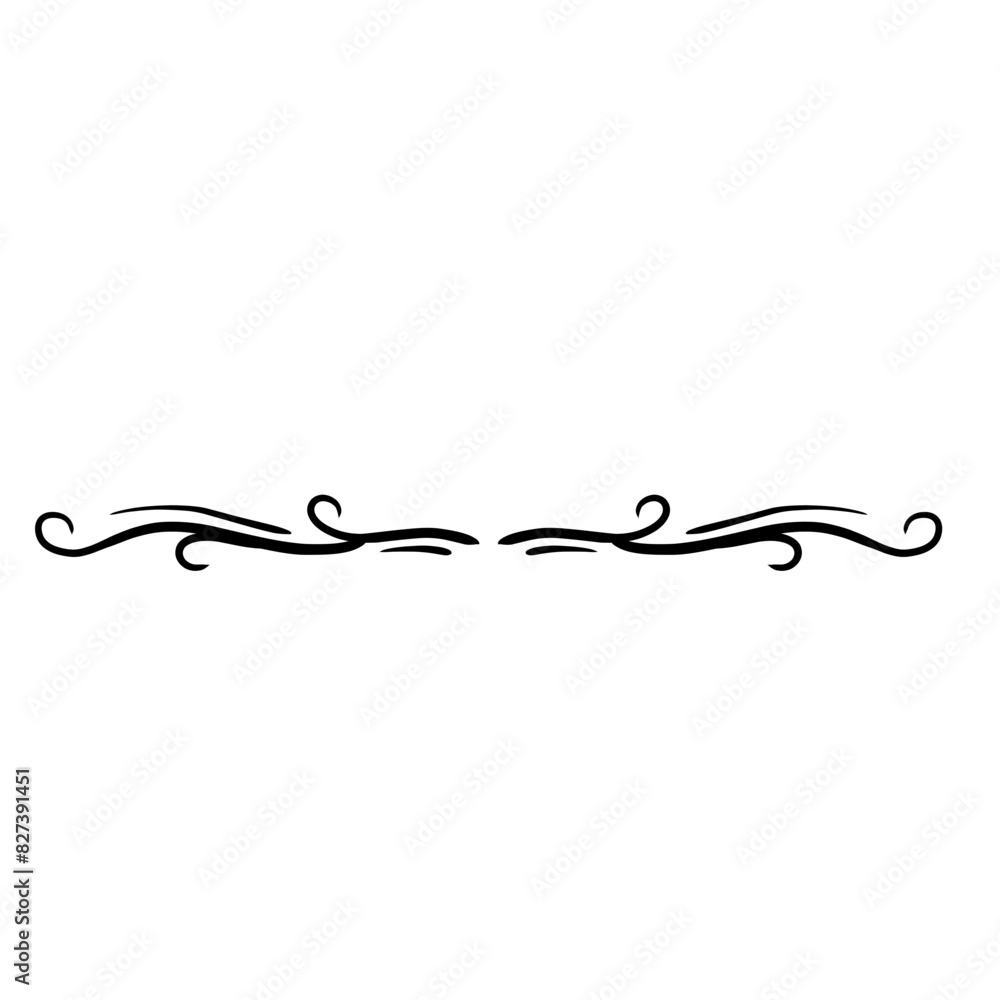Collection of Handdrawn swirls and curles. Design element of ornaments for wedding cards, in invitations, save the date cards, flyers for restaurant