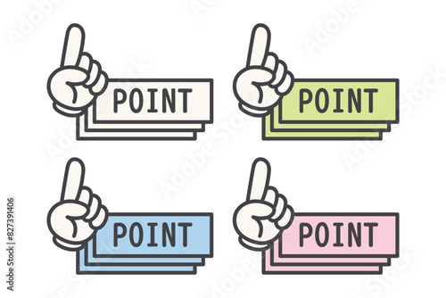 イラスト素材：ポイント,吹き出し,重要,指差,手,チェック,注目,注意	
