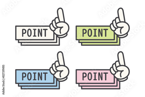 イラスト素材：ポイント,吹き出し,重要,指差,手,チェック,注目,注意	
