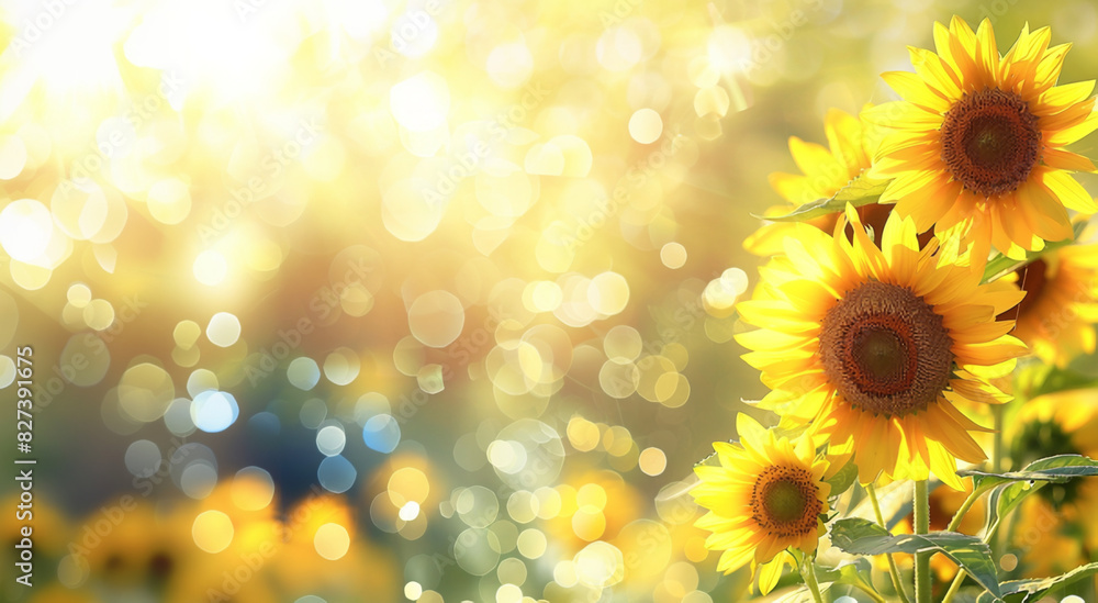 Golden sunflower field during sunny summer day Golden sunflower field during sunny summer day