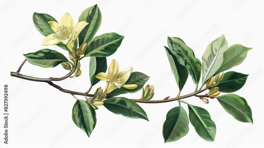 Historical botanical illustration of a ximenia.academy, aesthetic,isolated on white background, old botanical illustration Historical botanical illustration of a ximenia.academy, aesthetic,isolated on white background, old botanical illustration
