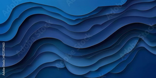 Vibrant abstract blue wave pattern background with layered design elements in a dynamic, fluid arrangement creating a visually captivating banner and web poster template. Abstract blue paper cut 