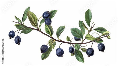Retro botanical drawing of a bilberry.academy, aesthetic,isolated on white background, old botanical illustration