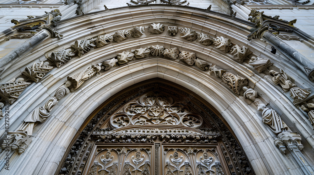 Fototapeta premium The archway is ornate and has a stained glass window