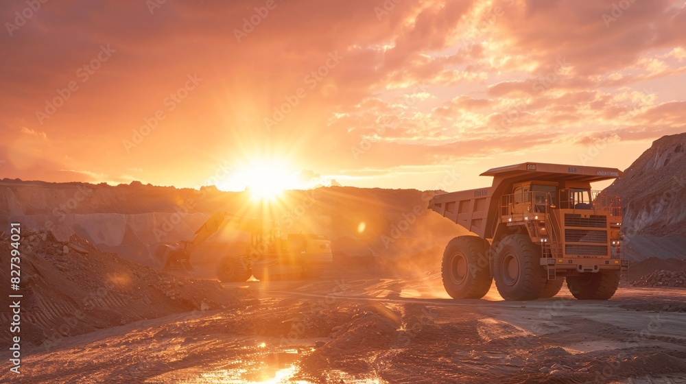 Sunrise at a Construction Site with Heavy Equipment Sunrise at a Construction Site with Heavy Equipment