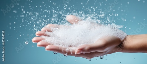 foam in the hands  soap bubbles.