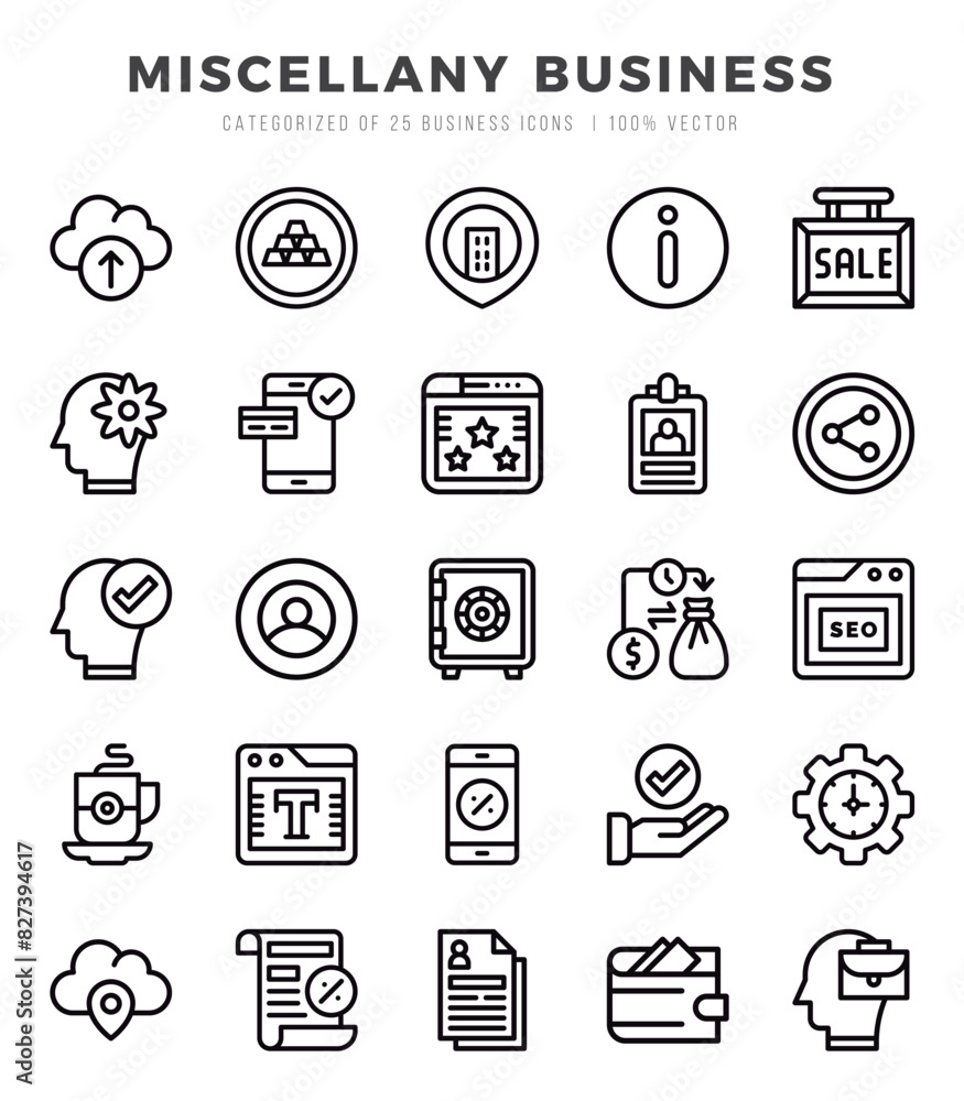 Miscellany Business icons set. Collection of simple Lineal web icons. Miscellany Business icons set. Collection of simple Lineal web icons.