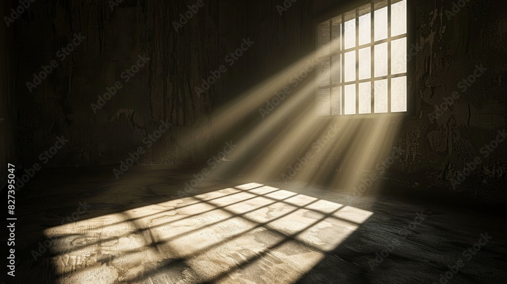 A window in a room is letting in sunlight, creating a warm A window in a room is letting in sunlight, creating a warm