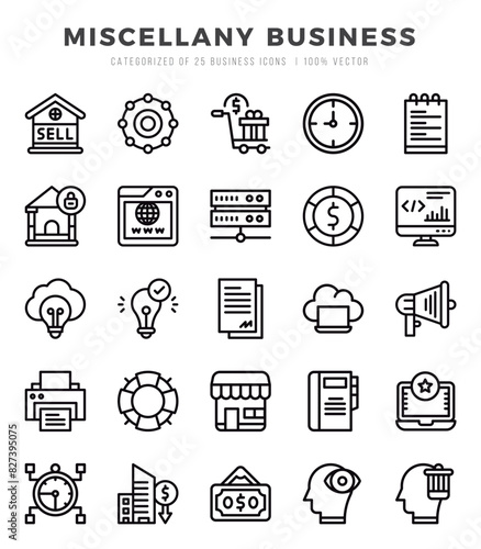 Set of Miscellany Business Icons Lineal icons collection.
