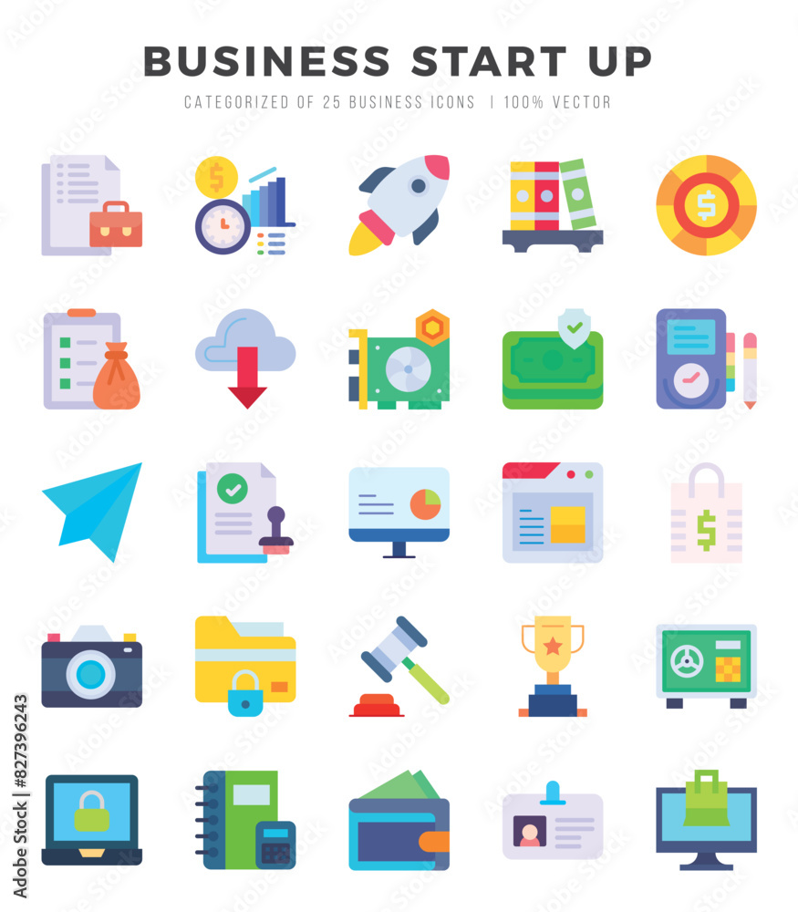 Business Start Up icons set. Collection of simple Flat web icons. Business Start Up icons set. Collection of simple Flat web icons.