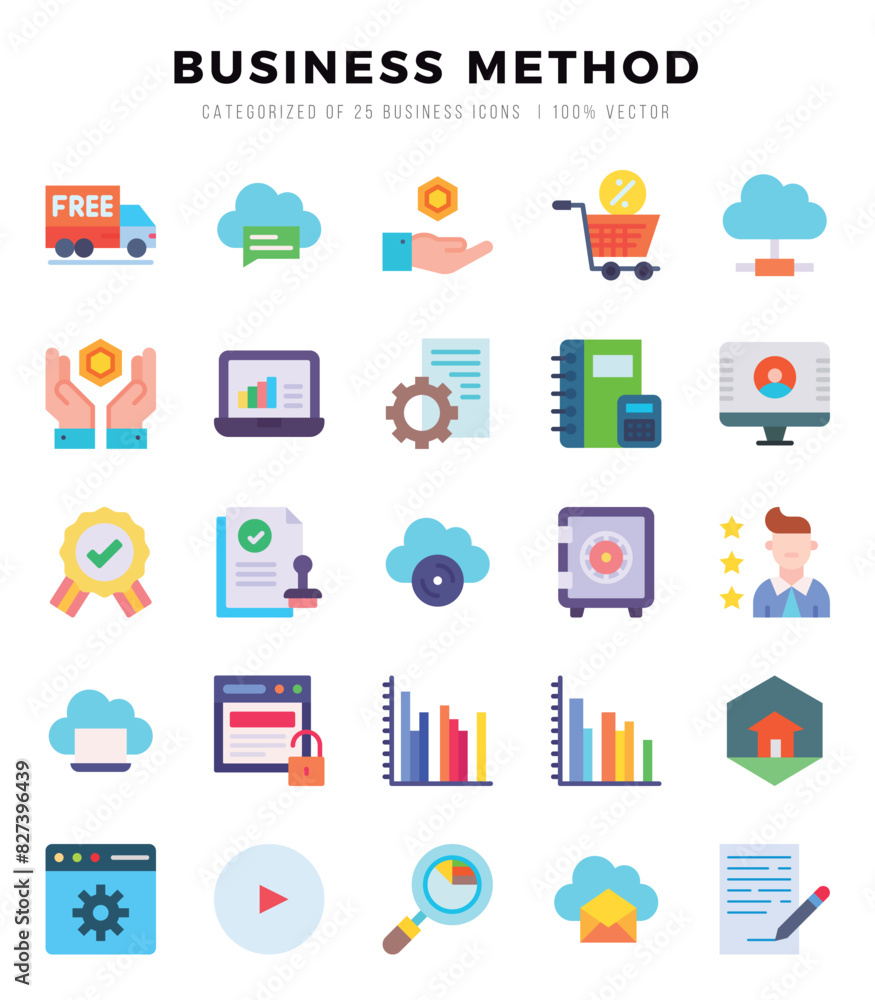 Set of Business Method Icons Flat icons collection.