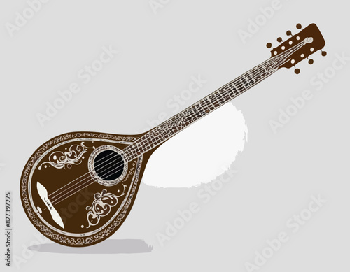 Instrument de musique à cordes Bouzouki en tant qu’objet de la Grèce et illustration vectorielle de symbole culturel traditionnel