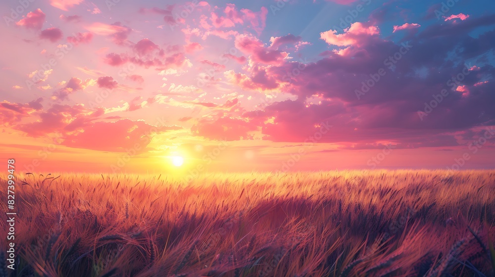 Fototapeta premium Glorious Dawn: A Vibrant Sunrise Over Majestic Peaks, Illuminating the World with Golden Hues - Capturing Nature's Breathtaking Beauty in Every Glorious Ray