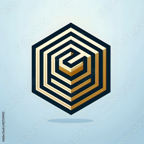 AI Generate of Logo Concept Design Vector Icon of Geometric Shape Hexagonal in Random Color and Pattern, Hexagon, Segi Enam, Cube 3D photo