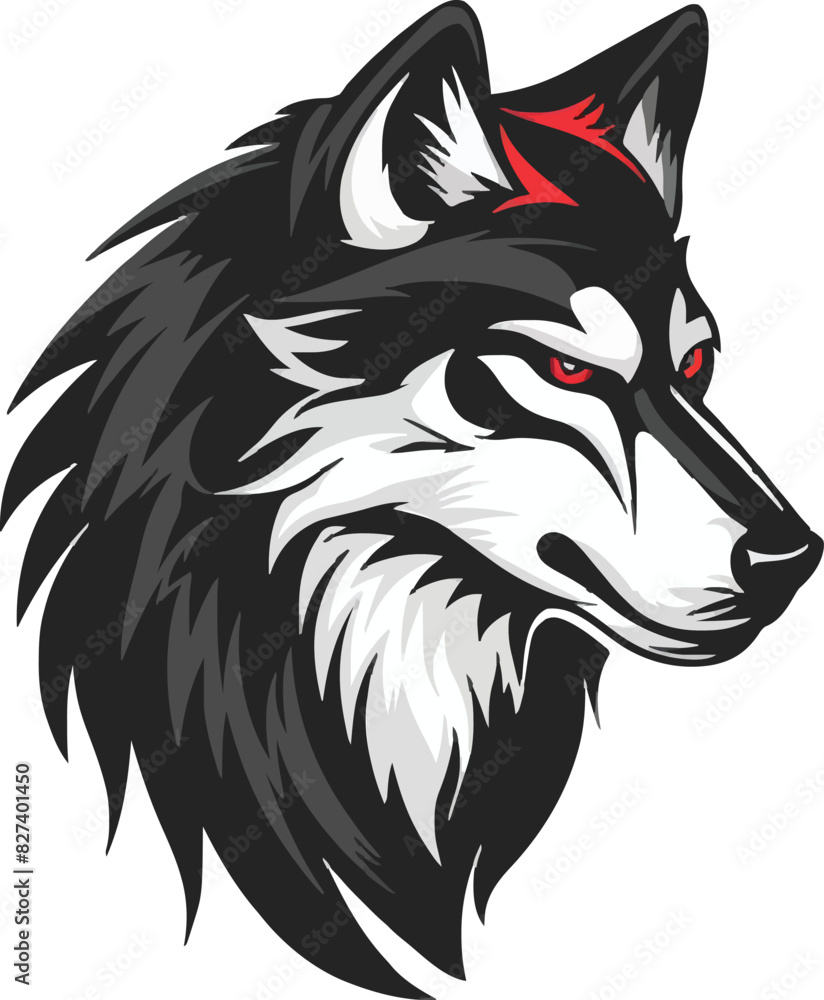Fototapeta premium Wolf head mascot logo flat vector design
