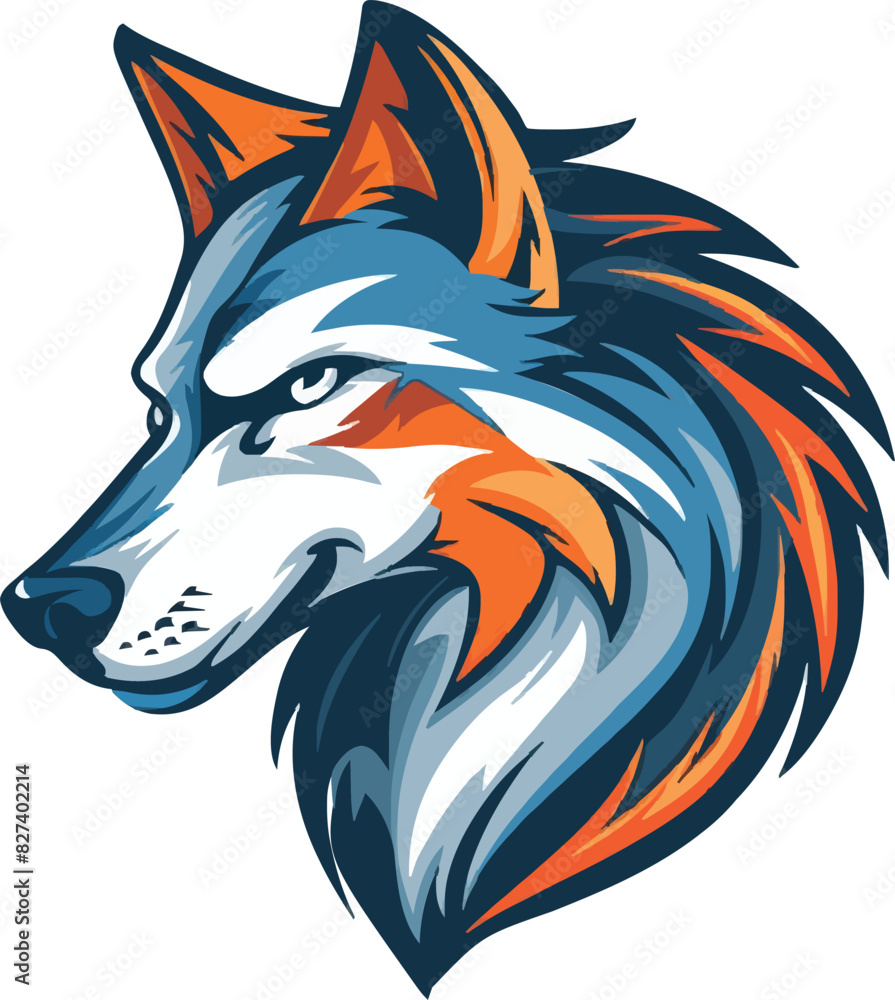 Obraz premium Wolf head mascot logo flat vector design