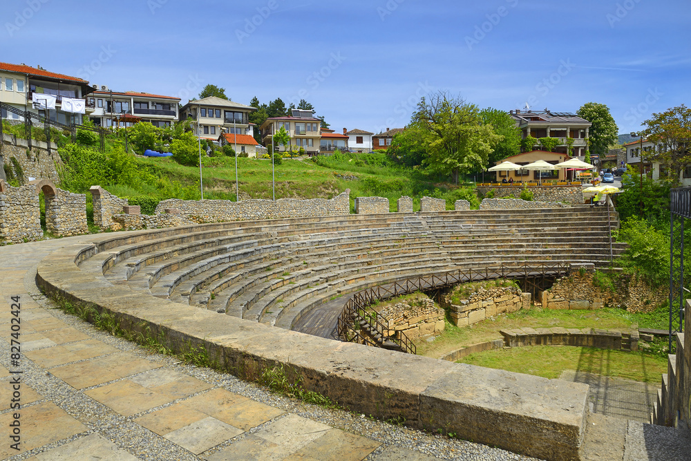 Amphitheaters - Roman ruins of an ancient city Ohrid, North Macedonia, UNESCO World Heritage Site