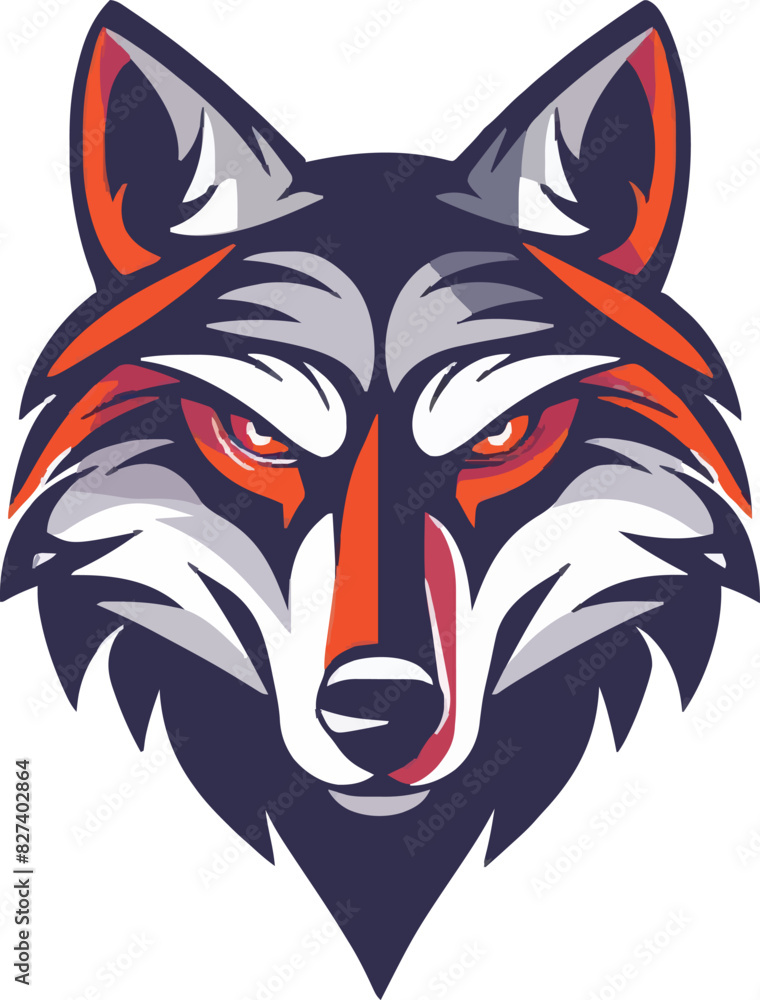 Obraz premium Wolf head mascot logo flat vector design