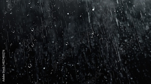 raining rain on black background, for overlay photo